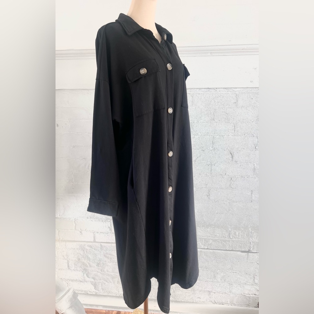 Electric And Rose Hamlin Black Sweatshirt Long Shacket Button Down Jacket NWT - Picture 5 of 12